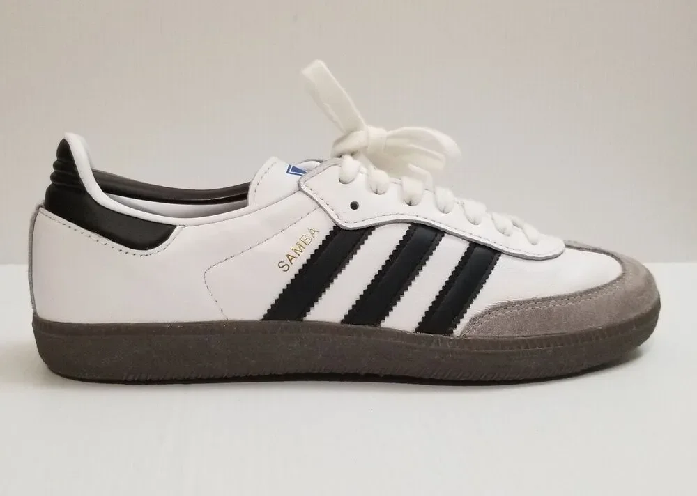 adidas Samba OG Shoes Mens 8 White Black Gum B75806 Lifestyle Street Casual EUC